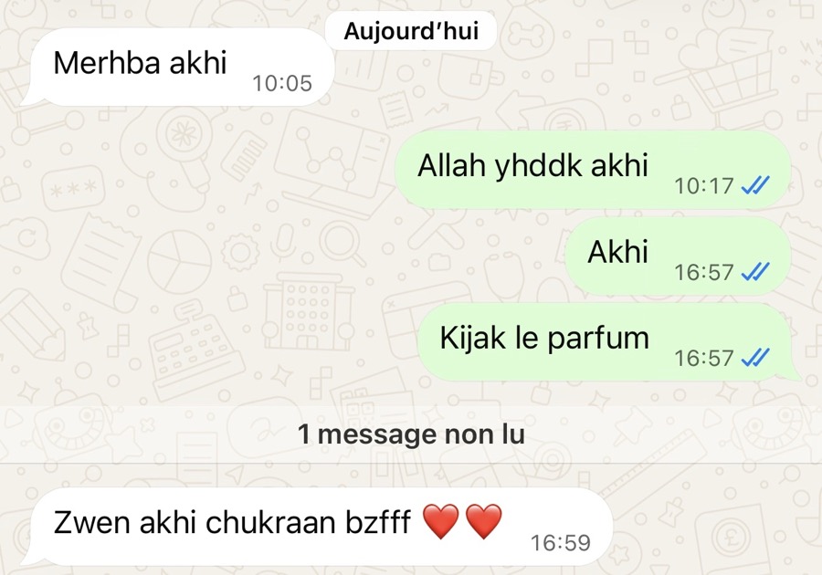 Message ou colis d'un client